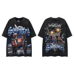 Vintage Black Band Motorcycle Double‑Sided Graphic T‑Shirt