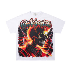 Vintage White Flame Beast Graphic T‑Shirt