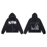 Vintage New York City Graphic Full‑Zip Hoodie