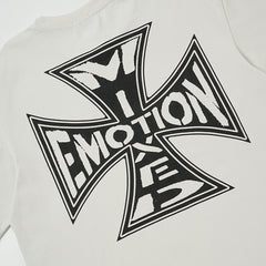 Off‑White Washed Mixed Emotion Small Cross Logo Single‑Sided Short Sleeve T‑Shirt