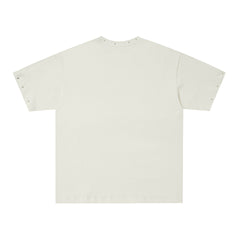 Off‑White Washed Mixed Emotion Archer Angel Single‑Sided Short Sleeve T‑Shirt