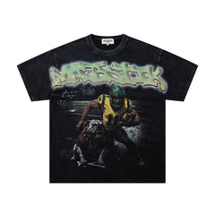 Black Washed Vintage Double‑Sided Portrait Band‑Style Graphic T‑Shirt