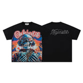 Black Vintage Tropical Skull Band‑Style Graphic T‑Shirt