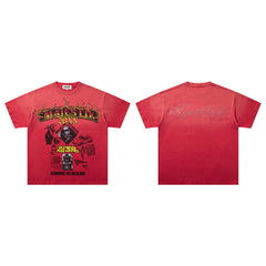 Vintage Red Retro Portrait Letter Graphic T‑Shirt