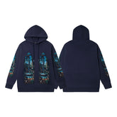 Vintage Navy Blue Church Stained‑Glass Full‑Zip Hoodie