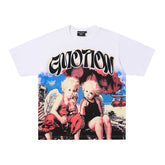 White Mixed Emotion Twin Angel Kids Vintage Single‑Sided Short Sleeve T‑Shirt