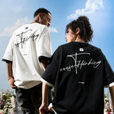 Nuthink American style fake two letter embroidered short sleeved T-shirt for men and women Sorona cool feeling 2026 summer new item