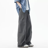 Nuthink American retro double pleated rivet curved knife pants men's trendy brand wash water straight leg pants 2025 autumn new item