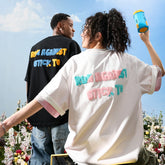 Nuthink American fashion brand embroidered contrasting letters dopamine short sleeved T-shirt for couples 2026 new summer collection