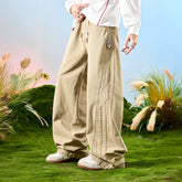Nuthink American retro street splicing wide leg curved knife work pants with fleece pants for men, spring 2026
