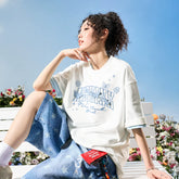 Nuthink American Trendy Brand Heavy Industry Embroidered Butterfly Letter Short sleeved T-shirt for Men and Women Couples Ins2026 New Summer Edition