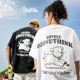 Nuthink American Heavy Industry Embroidery Cartoon Dog T-shirt Men's Trendy Brand Letter Short Sleeve Women's 2026 Summer New Style