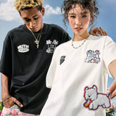 Nuthink American Trendy Brand Embroidered Dog Letter Short Sleeve Men's T-shirt Women's Velcro 2026 Summer New Collection
