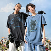 Nuthink American retro trendy brand washed and worn puppy short sleeved men's pearl T-shirt women's 2026 summer new item