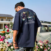Nuthink重磅花卉刺绣字母短袖T恤潮牌宽松半袖嘻哈男2026年夏季
