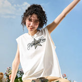 Nuthink American fashion brand sleeveless camisole with leopard print five pointed star embroidery for men and women, summer 2026 new item