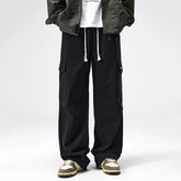 Nuthink American workwear pants with large pockets and thick fleece, casual straight leg pants, men's trendy autumn men's pants