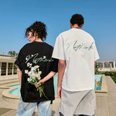 Nuthink Heavy Embroidered Short Sleeve T-shirt Flower Couple Letter American Trendy Brand Loose Men and Women New Summer 2026