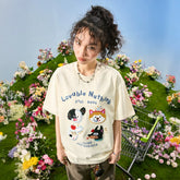 Nuthink American Trendy Brand Embroidered Cartoon Dog Letter T-shirt Short Sleeve Loose Couple Men and Women Summer 2026