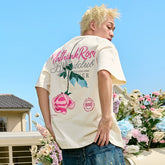 Nuthink Rose Embroidered Short Sleeve T-shirt Heavy American Half Sleeve Retro Loose Letter Men and Women Summer 2026