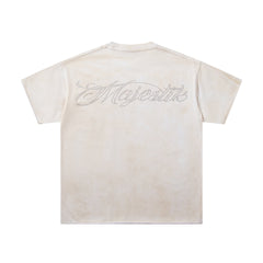 Off‑White Washed Vintage Skeleton City Tour Graphic Band‑Style T‑Shirt