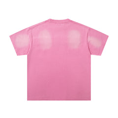 Bright Pink Washed Retro Poster Character Vintage Graphic T‑Shirt