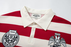 Vintage Red‑White Stripe MAJESTIC Rugby Polo Shirt