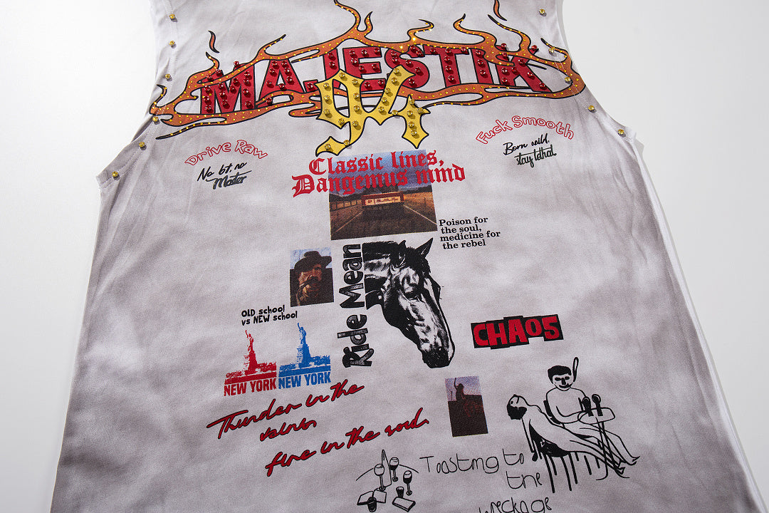 Majestik 94 Vintage Washed Graphic Sleeveless Tank Top