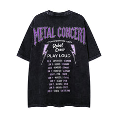 Vintage Black Metal Concert Car Double‑Sided Graphic T‑Shirt
