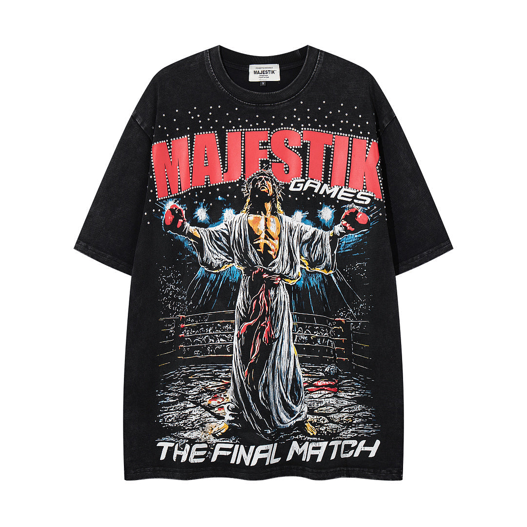 Vintage Black Majestik Games Graphic Short‑Sleeve T‑Shirt