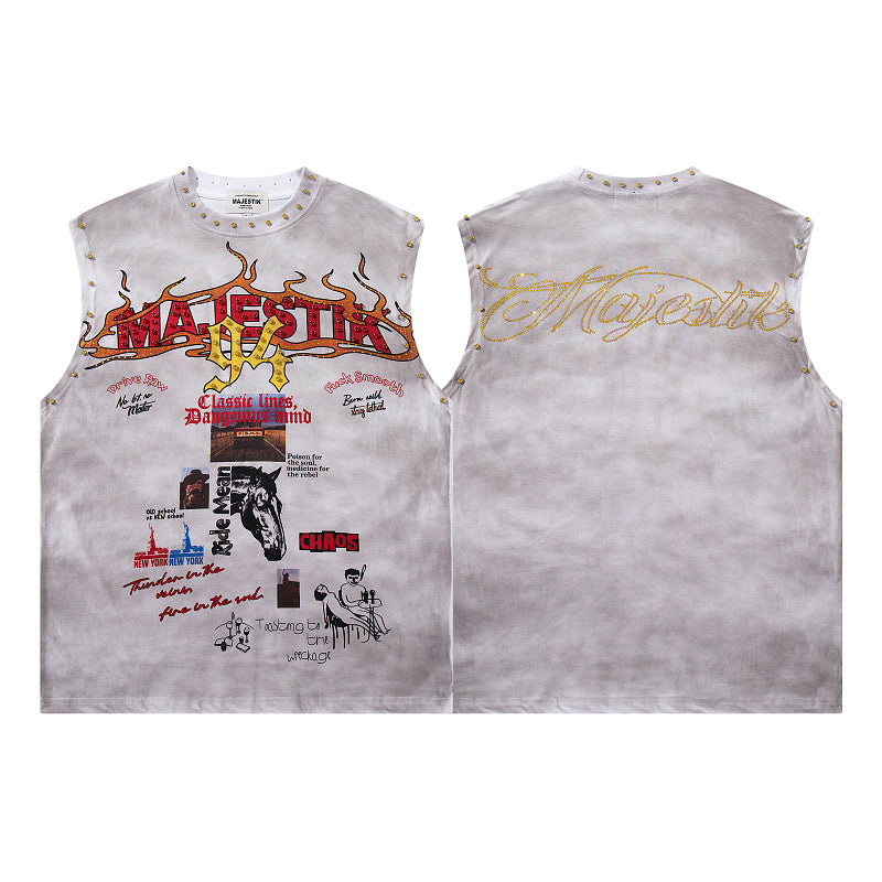 Majestik 94 Vintage Washed Graphic Sleeveless Tank Top