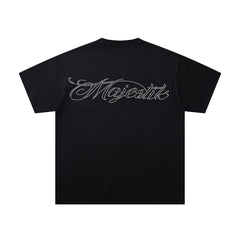 Vintage Black MAJESTIC Racing Car Graphic T‑Shirt
