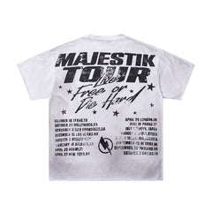 Off‑White Washed Vintage Statue Of Liberty Tour Poster Double‑Sided Band‑Style T‑Shirt