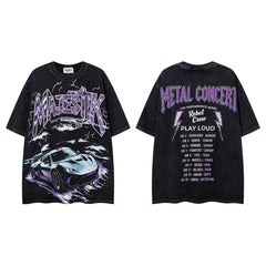Vintage Black Metal Concert Car Double‑Sided Graphic T‑Shirt