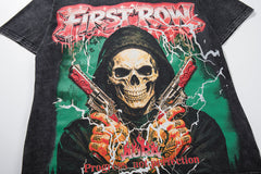 Vintage Black FIRST ROW Grim Reaper Skull Double‑Sided Graphic T‑Shirt