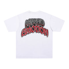 White Mixed Emotion Vintage Fire Car Figure Double‑Sided Print Short Sleeve T‑Shirt