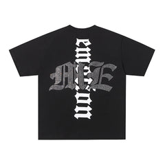 Black Mixed Emotion Cyber‑Mechanical Figure Double‑Sided Print Short Sleeve T‑Shirt