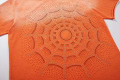 Orange Washed Mandala Embossed Vintage Graphic T‑Shirt