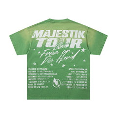 Green Washed Vintage Tour Cruise City Double‑Sided Band‑Style Graphic T‑Shirt