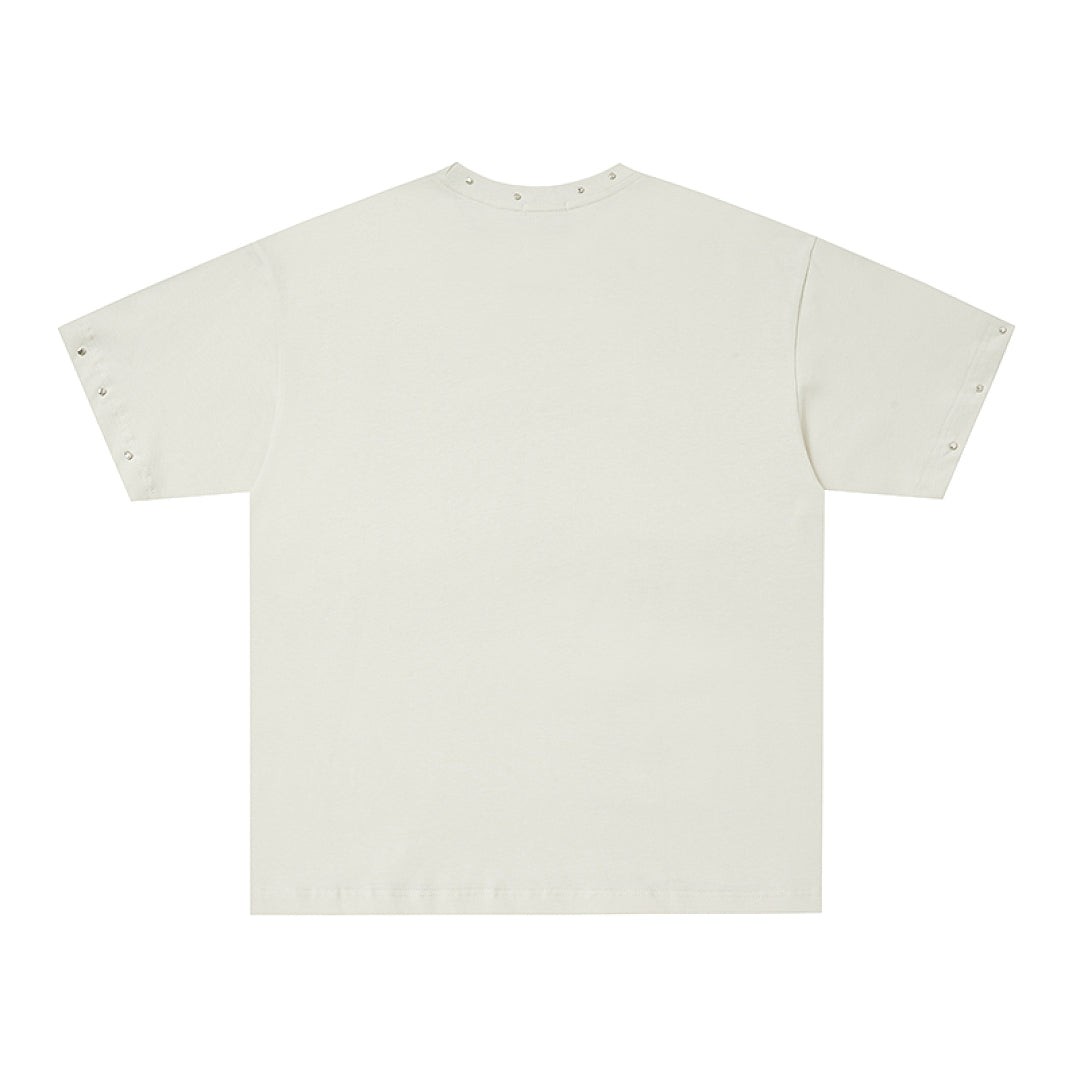 Off‑White Washed Mixed Emotion Archer Angel Single‑Sided Short Sleeve T‑Shirt