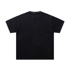 Black Washed Vintage Sports Lion Graphic Band‑Style T‑Shirt