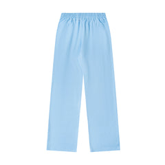 Mixed Emotion Light‑Blue Gothic Letter Wide‑Leg Sweat Pants