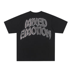 Black Mixed Emotion Vintage Angel Archer Graphic Double‑Sided Print Short Sleeve T‑Shirt