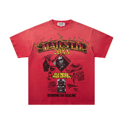 Vintage Red Retro Portrait Letter Graphic T‑Shirt