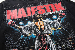 Vintage Black Majestik Games Graphic Short‑Sleeve T‑Shirt