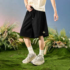 Nuthink American Trendy Brand Embroidered Clover Shorts Men's Mid Pants Five Quarter Waist Pants Loose 2026 New Summer
