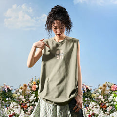 Nuthink American fashion brand letter shoulder sleeveless vest ins trendy street loose men and women 2026 new summer