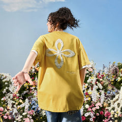 Nuthink American Trendy Brand Embroidered Four Leaf Clover Letter Short Sleeve Men's T-shirt Women's High End 2026 New Summer Edition