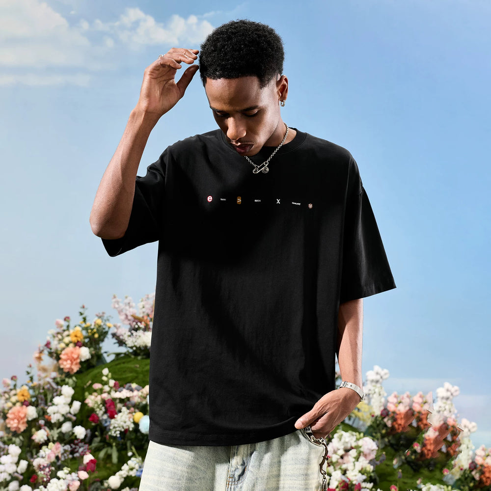 Nuthink American Trendy Brand Simple Color Embroidered Short Sleeve T-shirt for Men and Women, Loose Couple, Summer 2026 New Collection