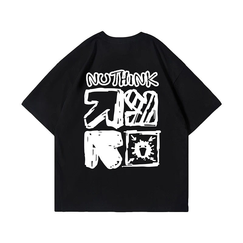 Nuthink American Trendy Brand Letter T-shirt Men's Trendy Couple Large Short Sleeve Summer Loose Half Sleeve Men's Style